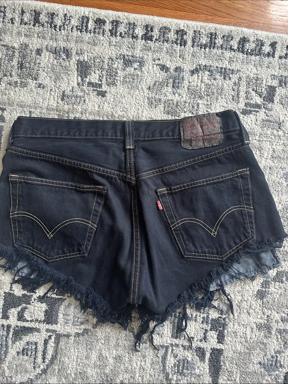 Levi's Black Frayed Hem Denim Shorts